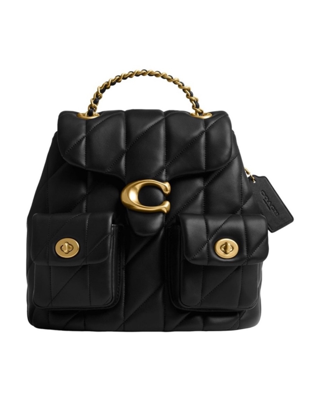 NWT Coach Black Tabby Backpack with Gold Accents